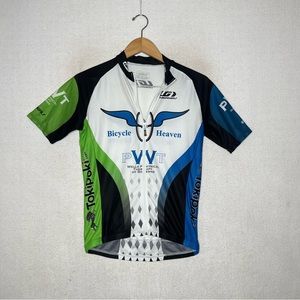 Bicycle Heaven Full Zip Blue Green Cycling Shirt Size Small